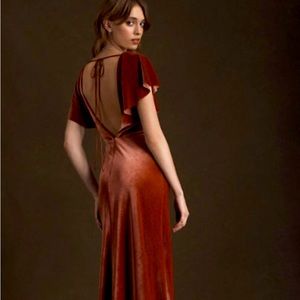 NWOT BHLDN Jenny Yoo Velvet Dress, 8, in English Rose - perfect for fall/wedding